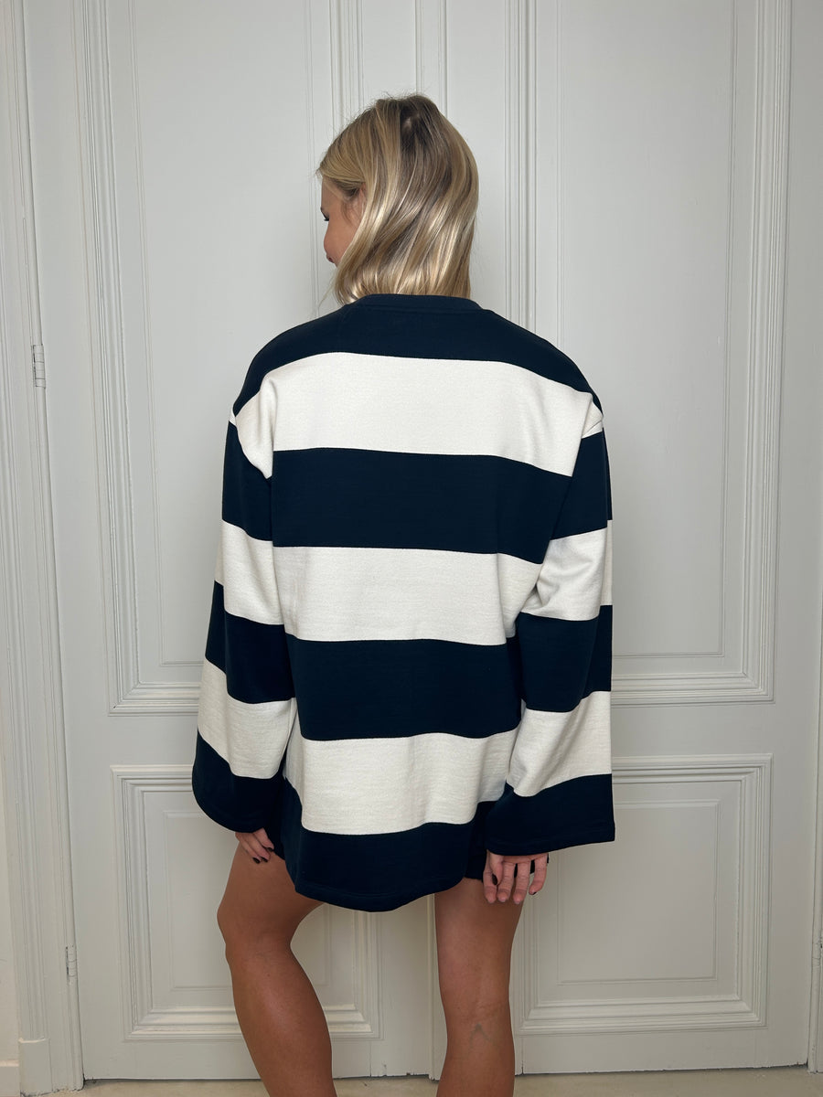 Striped Sweatshirt with Side Slits