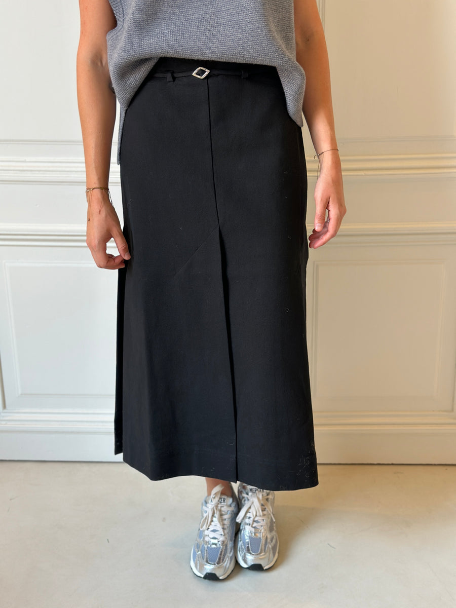 Cotton Suiting Maxi Slit Skirt